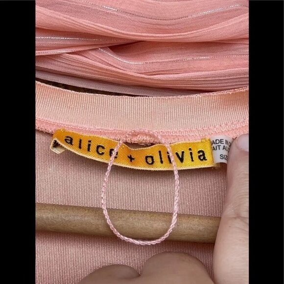 Alice + Olivia Slip  Peach Silk Dress large - Picture 4 of 12